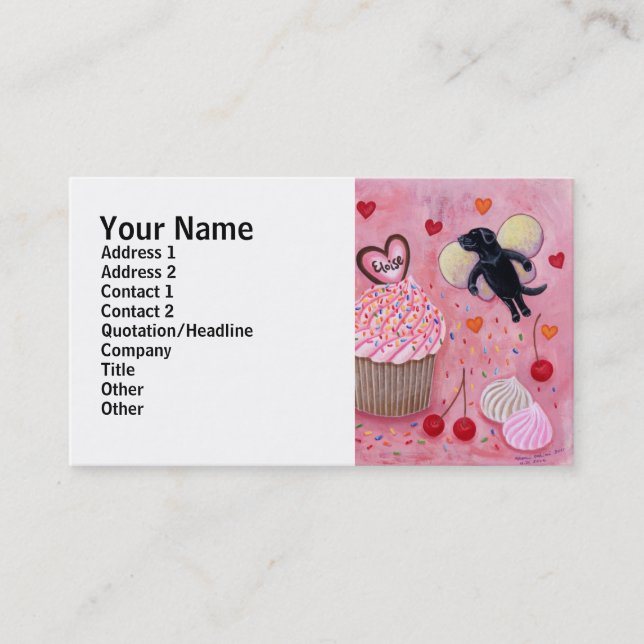 Cupcake and Labrador Fairies Painting Business Card (Front)