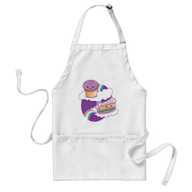 Cupcake and slice on a rainbow adult apron (Front)