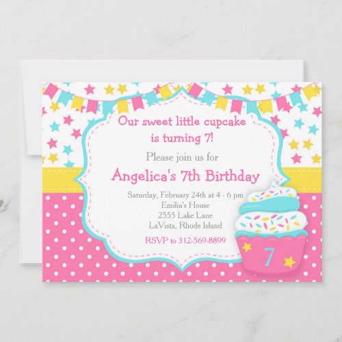 Cupcake and Sprinkles Birthday Party Invitation