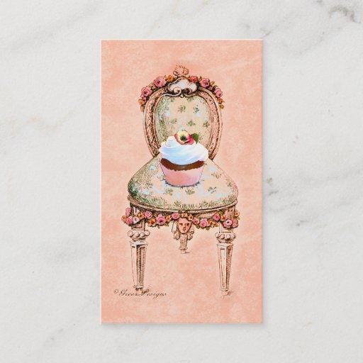 Customizable Cupcake and Victorian Chair Business Cards