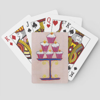 Cupcake Art Print with Cherry and Pink Background Poker Cards