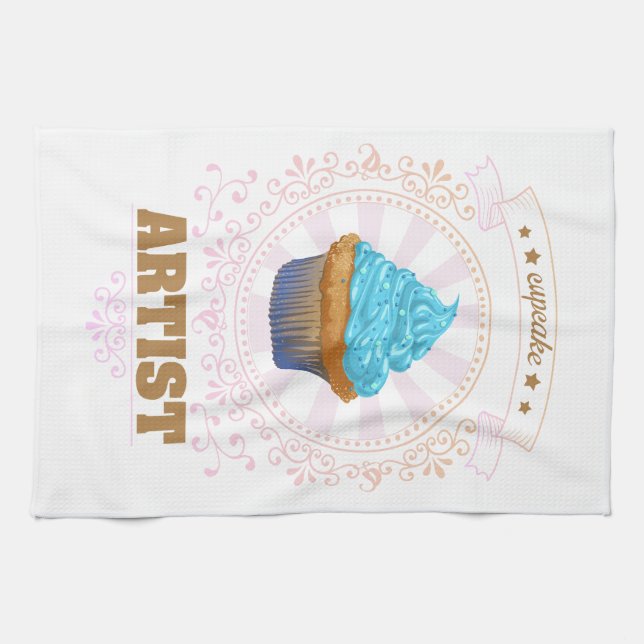 Cupcake Artist Kitchen Towel (Horizontal)