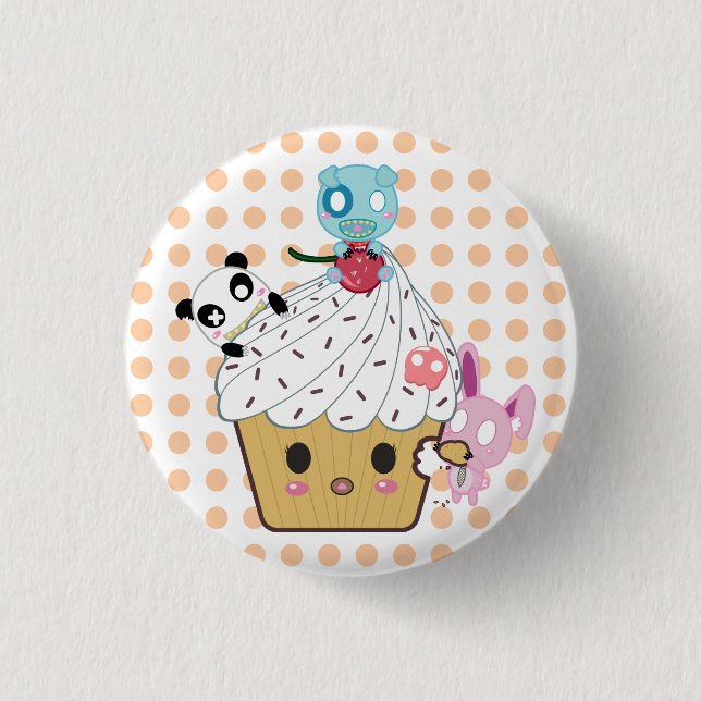 Cupcake Attack! (>_<) Button (Front)