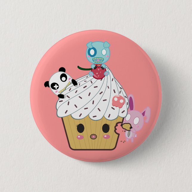 Cupcake Attack! (>_<) Button (Front)