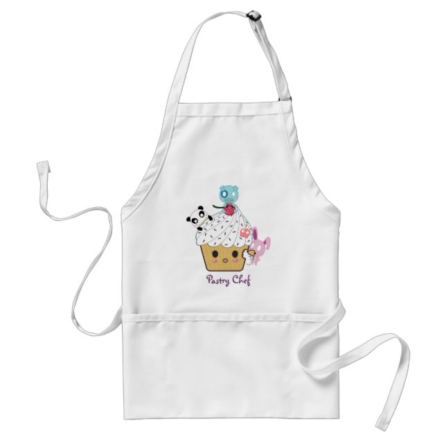Cupcake Attack! (>_<) Pastry Chef Adult Apron (Front)