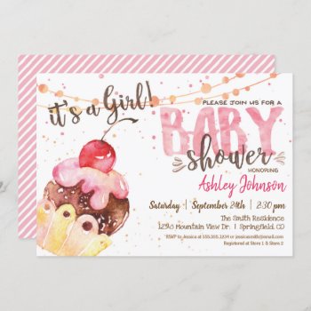Cupcake Baby Shower Invitation  It's A Girl Invitation by Card_Stop at Zazzle