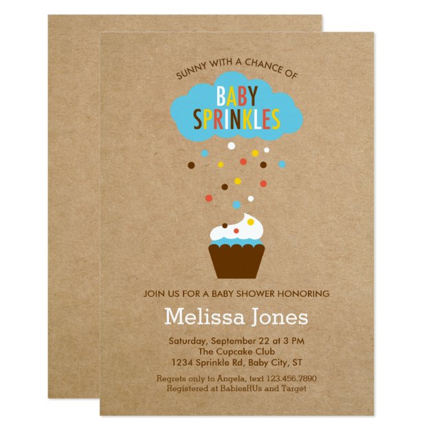 Cupcake Baby Sprinkle Baby Shower Invitation