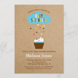 Cupcake Baby Sprinkle Baby Shower Invitation