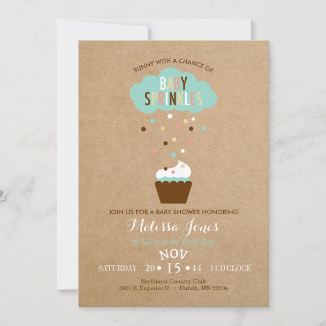Cupcake Baby Sprinkle Baby Shower Invitation (Front)