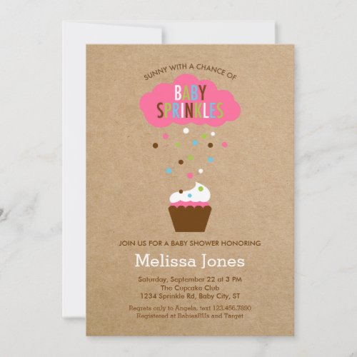 Cupcake Baby Sprinkle Baby Shower Invitation