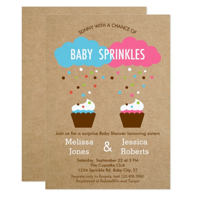 Cupcake Baby Sprinkle Baby Shower Invitation