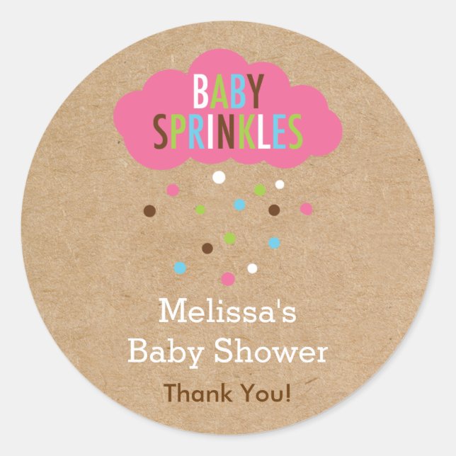 Cupcake Baby Sprinkle Baby Shower Sticker (Front)