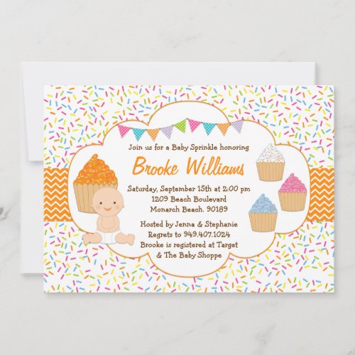 Cupcake Baby Sprinkle Shower Invitation Neutral