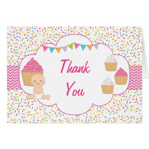 Cupcake Baby Sprinkle Thank You Greeting Cards | Zazzle