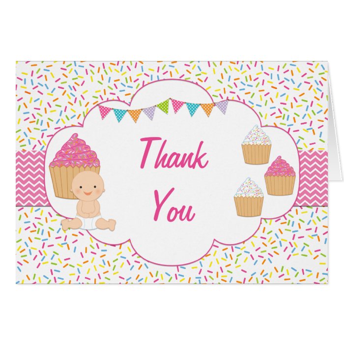 Cupcake Baby Sprinkle Thank You Greeting Cards