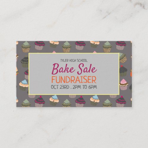 Cupcake Background Charity Bake Sale Event Advert Business Card