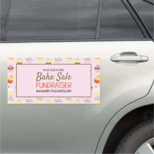 Cupcake Background, Charity Bake Sale Event Advert Car Magnet