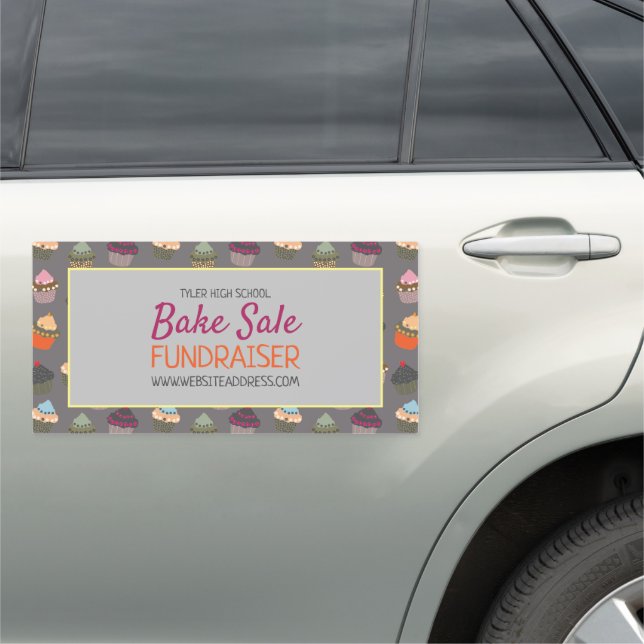 Cupcake Background, Charity Bake Sale Event Advert Car Magnet (In Situ)