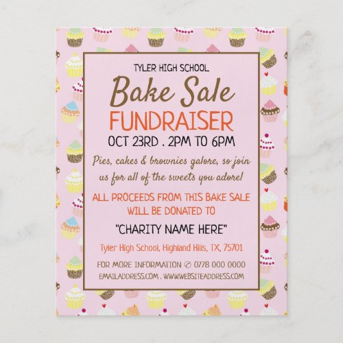 Cupcake Background Charity Bake Sale Event Advert Flyer