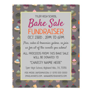 Cupcake Background, Charity Bake Sale Event Advert Flyer