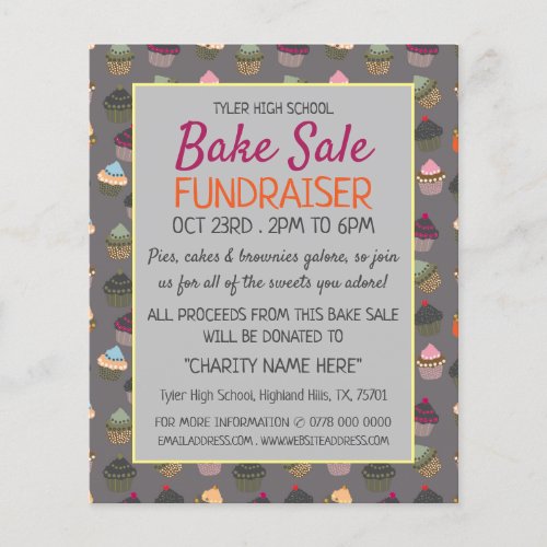 Cupcake Background Charity Bake Sale Event Advert Flyer