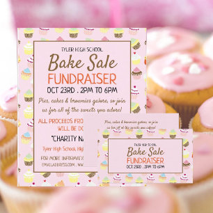 Cupcake Background, Charity Bake Sale Event Advert Flyer