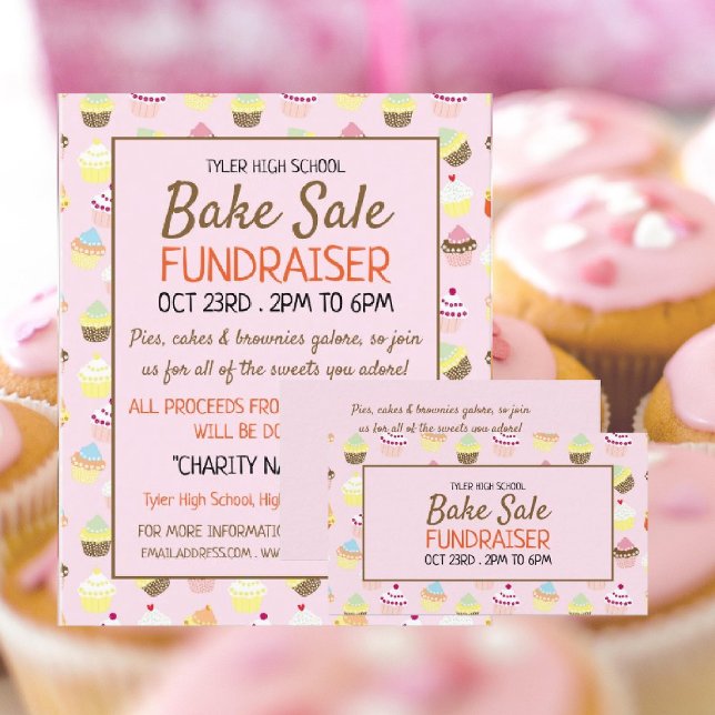 Cupcake Background, Charity Bake Sale Event Advert Flyer (Creator Uploaded)
