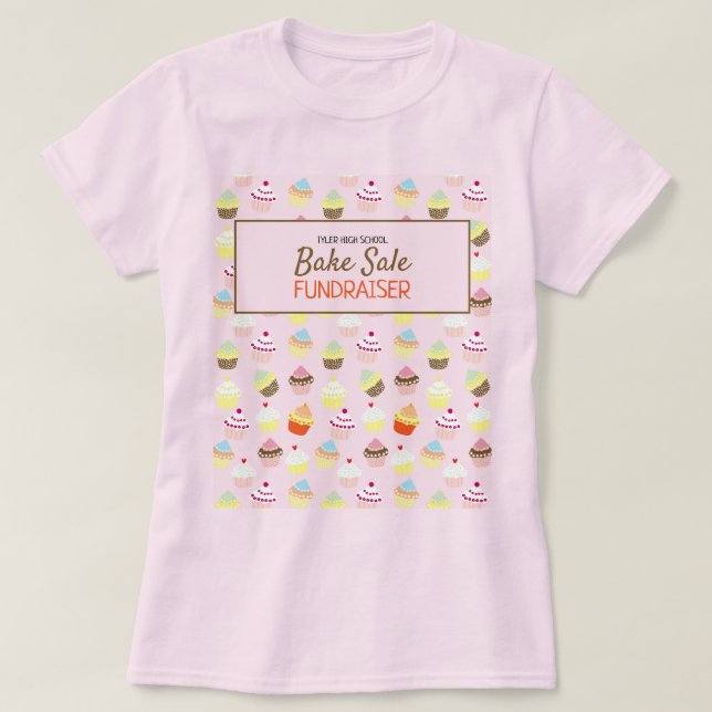 Cupcake Background, Charity Bake Sale Event T-Shirt (Design Front)