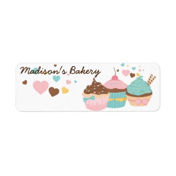 Cupcake Baked Goods Customizable Label by retroflavor at Zazzle