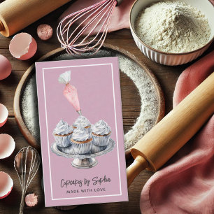 Cupcake Baker Bakery Chef Catering Dusty Pink Business Card