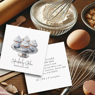 Cupcake Baker Bakery Chef Catering Square Business Card