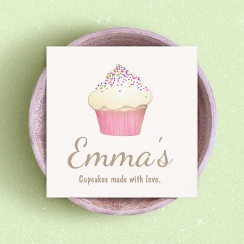 Cupcake Baker Bakery Chef Catering Square Business Card by sm_business_cards at Zazzle