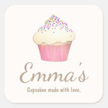 Cupcake Baker Bakery Chef Catering Square Sticker by sm_business_cards at Zazzle