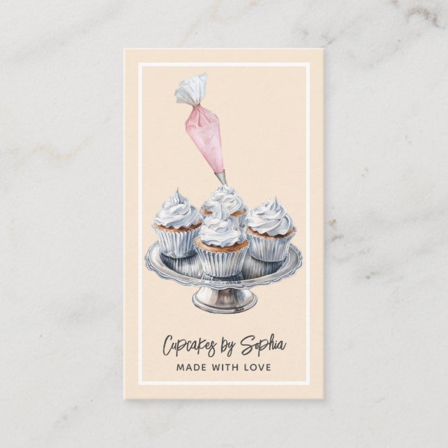 Cupcake Baker Bakery Pastry Chef Catering  Busines Business Card (Front)