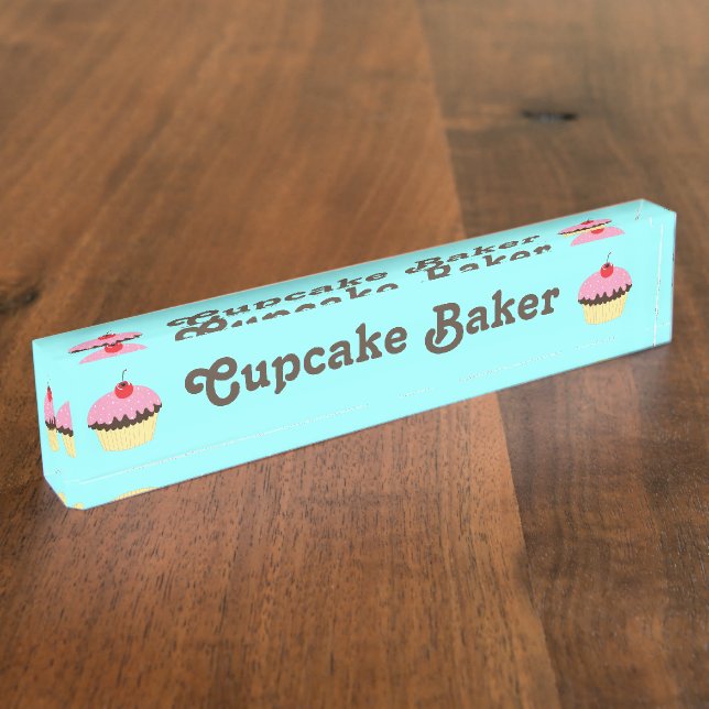 Cupcake Baker Customizable Name Plate (Side)