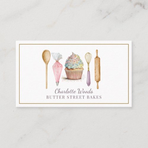 Cupcake Baker Pastry Chef Bakers Utensils Business Card
