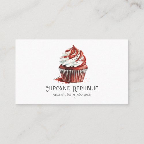 Cupcake Baker Pastry Chef Red Velvet Pink Glitter Business Card