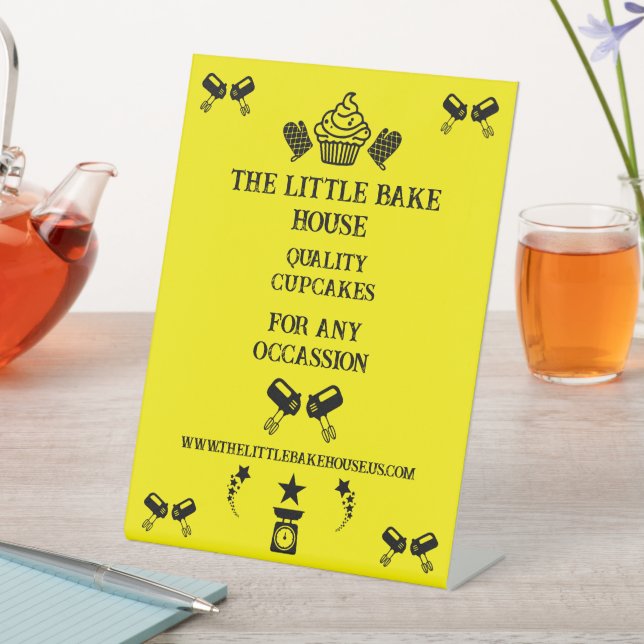 Cupcake Baker Pedestal Sign (In SItu)