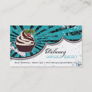 Cupcake Bakery Bold Stylish Grunge Business Card