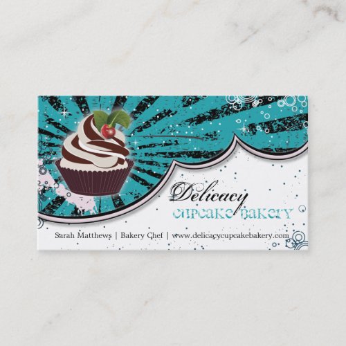 Cupcake Bakery Bold Stylish Grunge Business Card