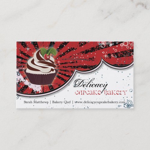 Cupcake Bakery Bold Stylish Grunge Business Card