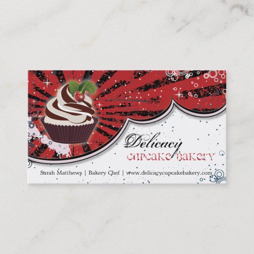 Customizable Cupcake Bakery Bold Stylish Grunge Business Card