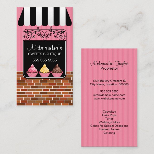 Cupcake Bakery Boutique Business Card (Front/Back)