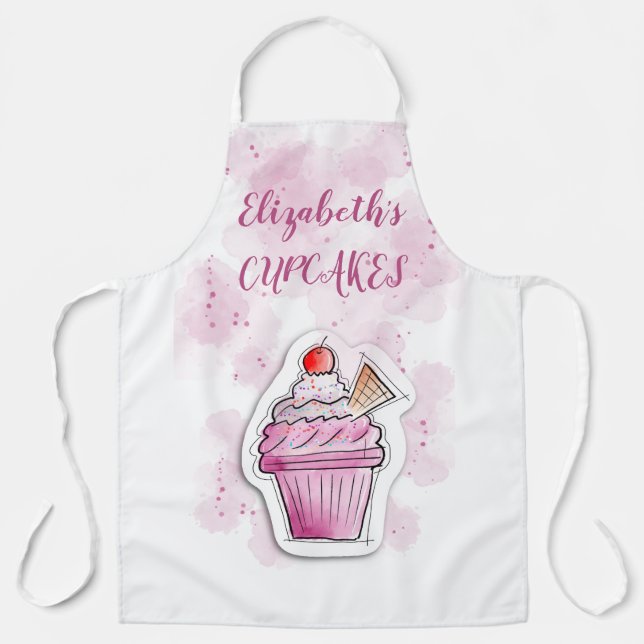Cupcake Bakery Bright Modern Apron (Front)