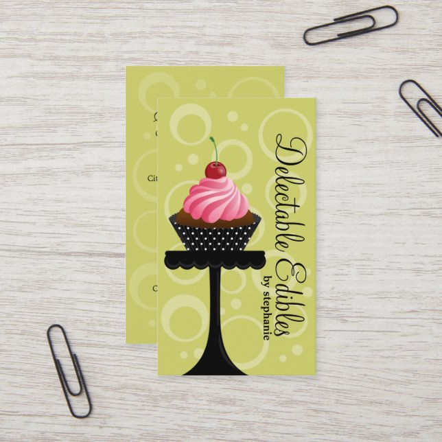 Cupcake Bakery Business Card (Front/Back In Situ)