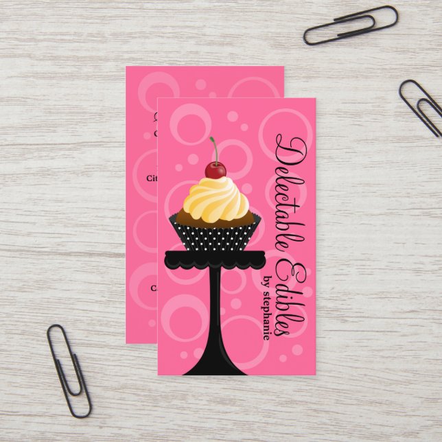 Cupcake Bakery Business Card (Front/Back In Situ)