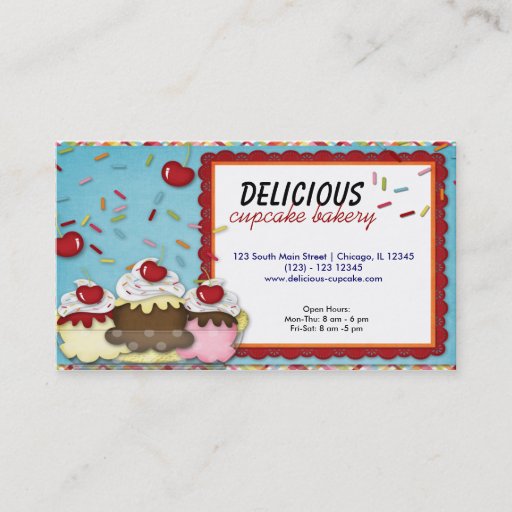 Customizable Cupcake Bakery Business Card