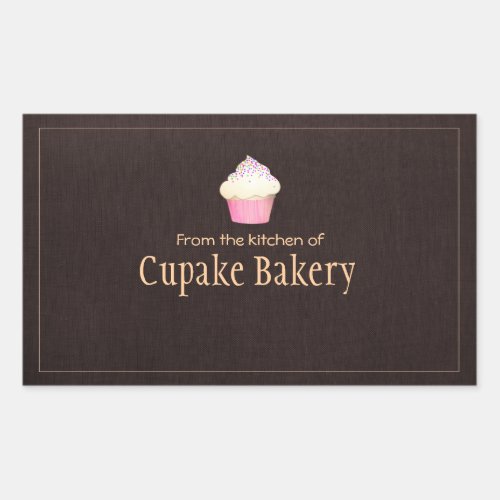 Cupcake Bakery Business Card Brown Label Sticker