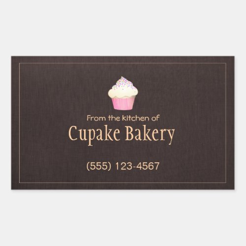 Cupcake Bakery Business Card Brown Label Sticker