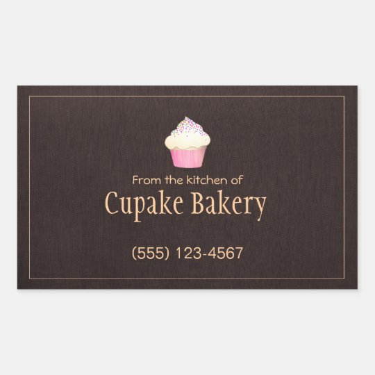 Cupcake Bakery Business Card Brown Label Sticker